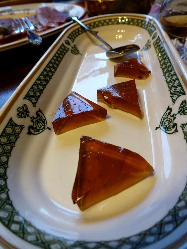 A plateful of hot pickled maple jellies, excellent with savory duck