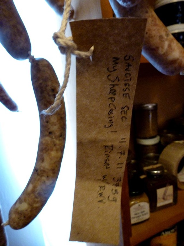 Another view of the hanging sausage